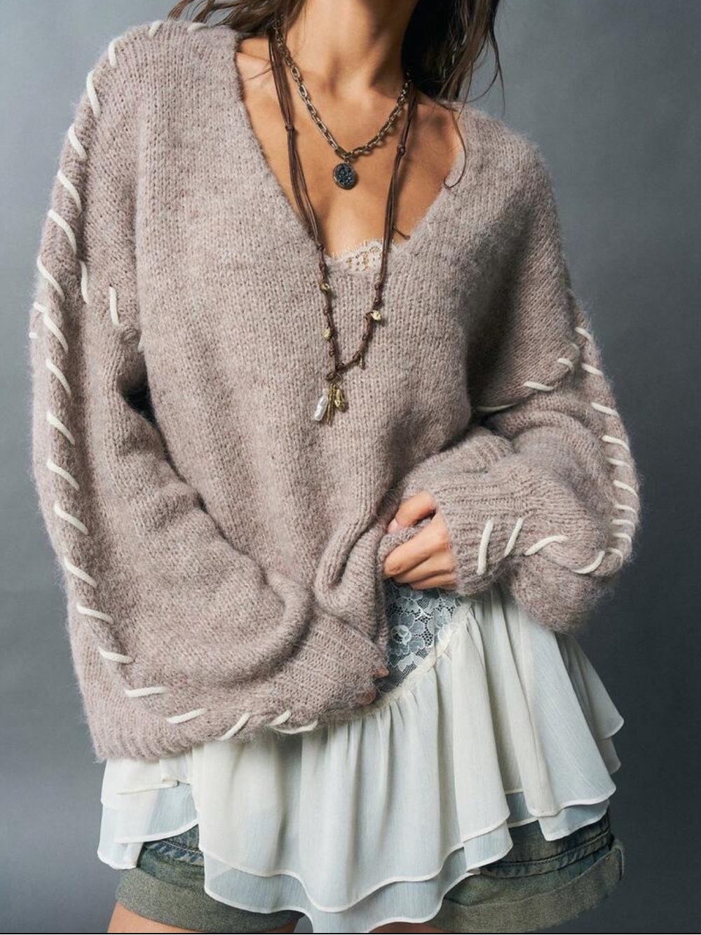 Women's Solid Color Asymmetric Neck Casual Versatile Daily Knit Top